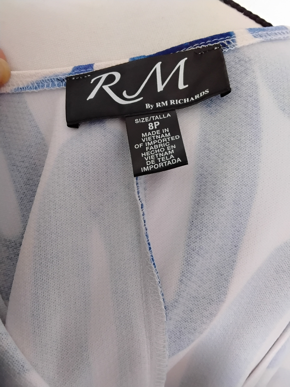 Abstract Blue & White Midi Sheath Dress - Picture 5 of 5